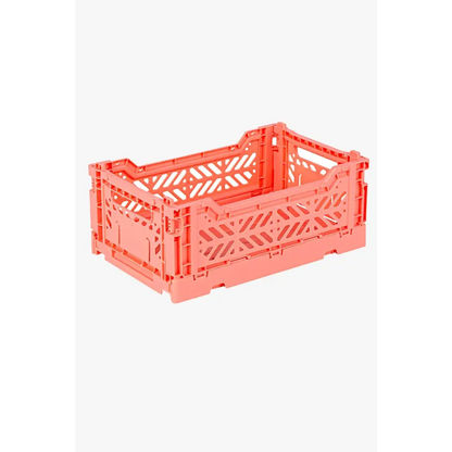 Foldable Storage Bins, Plastic Crate for Storage, Collapsible Crate, Utility Stackable Box Small Salmon Pink - Luna Crates