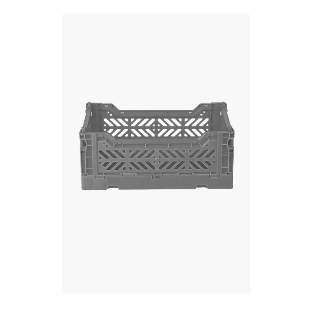 Foldable Storage Bins, Plastic Crate for Storage, Collapsible Crate, Utility Stackable Box Small Stone Grey - Luna Crates