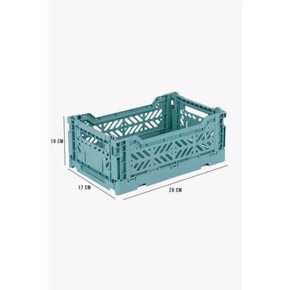 Foldable Storage Bins, Plastic Crate for Storage, Collapsible Crate, Utility Stackable Box Small Teal - Luna Crates