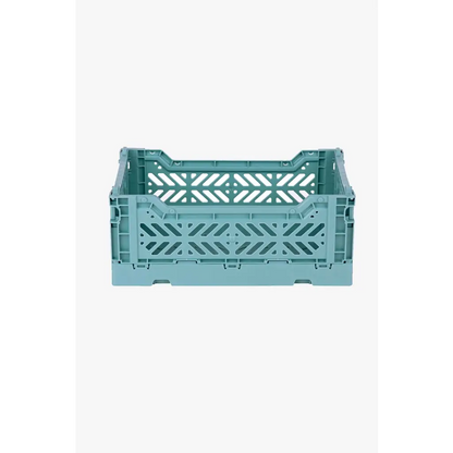 Foldable Storage Bins, Plastic Crate for Storage, Collapsible Crate, Utility Stackable Box Small Teal - Luna Crates