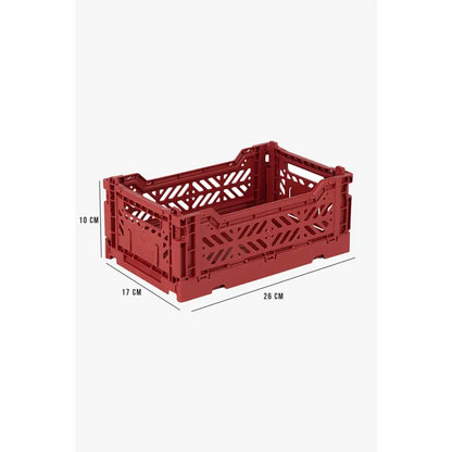Foldable Storage Bins, Plastic Crate for Storage, Collapsible Crate, Utility Stackable Box Small Tile Red - Luna Crates