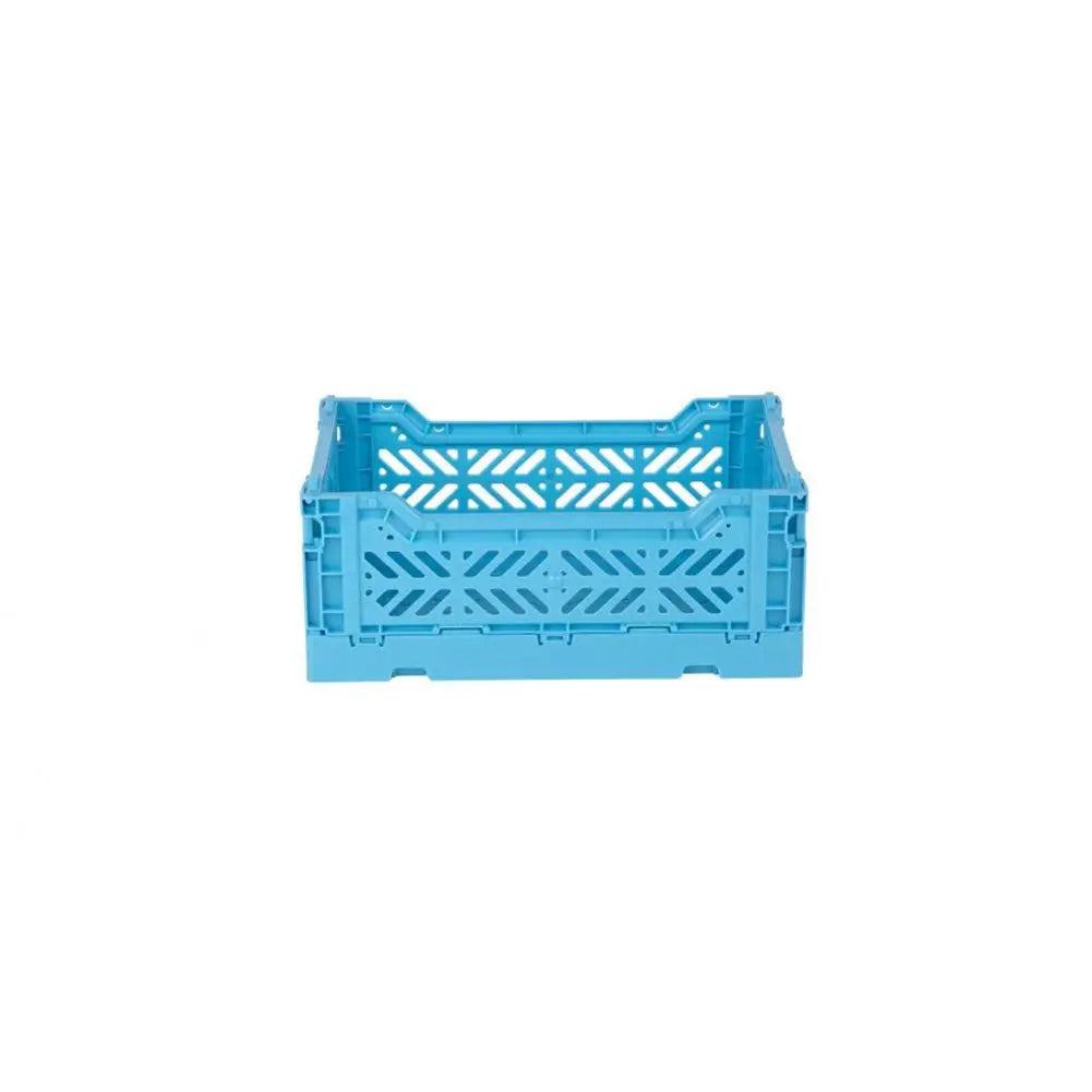 Foldable Storage Bins, Plastic Crate for Storage, Collapsible Crate, Utility Stackable Box Small Turquoise - Luna Crates
