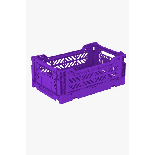 Foldable Storage Bins, Plastic Crate for Storage, Collapsible Crate, Utility Stackable Box Small Violet - Luna Crates