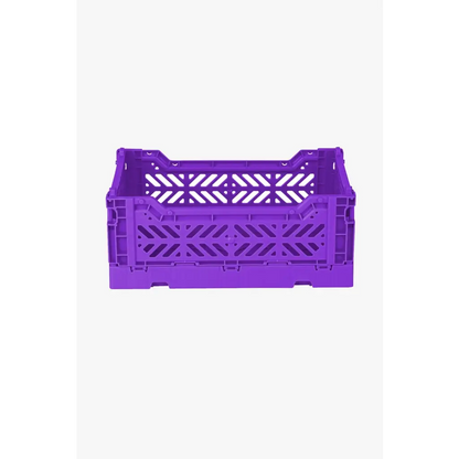 Foldable Storage Bins, Plastic Crate for Storage, Collapsible Crate, Utility Stackable Box Small Violet - Luna Crates