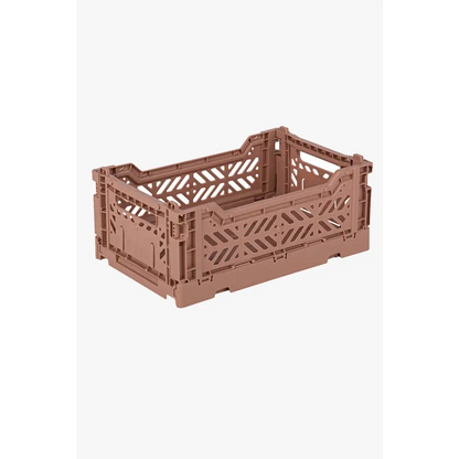 Foldable Storage Bins, Plastic Crate for Storage, Collapsible Crate, Utility Stackable Box Small Warm Taupe - Luna Crates