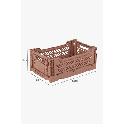 Foldable Storage Bins, Plastic Crate for Storage, Collapsible Crate, Utility Stackable Box Small Warm Taupe - Luna Crates