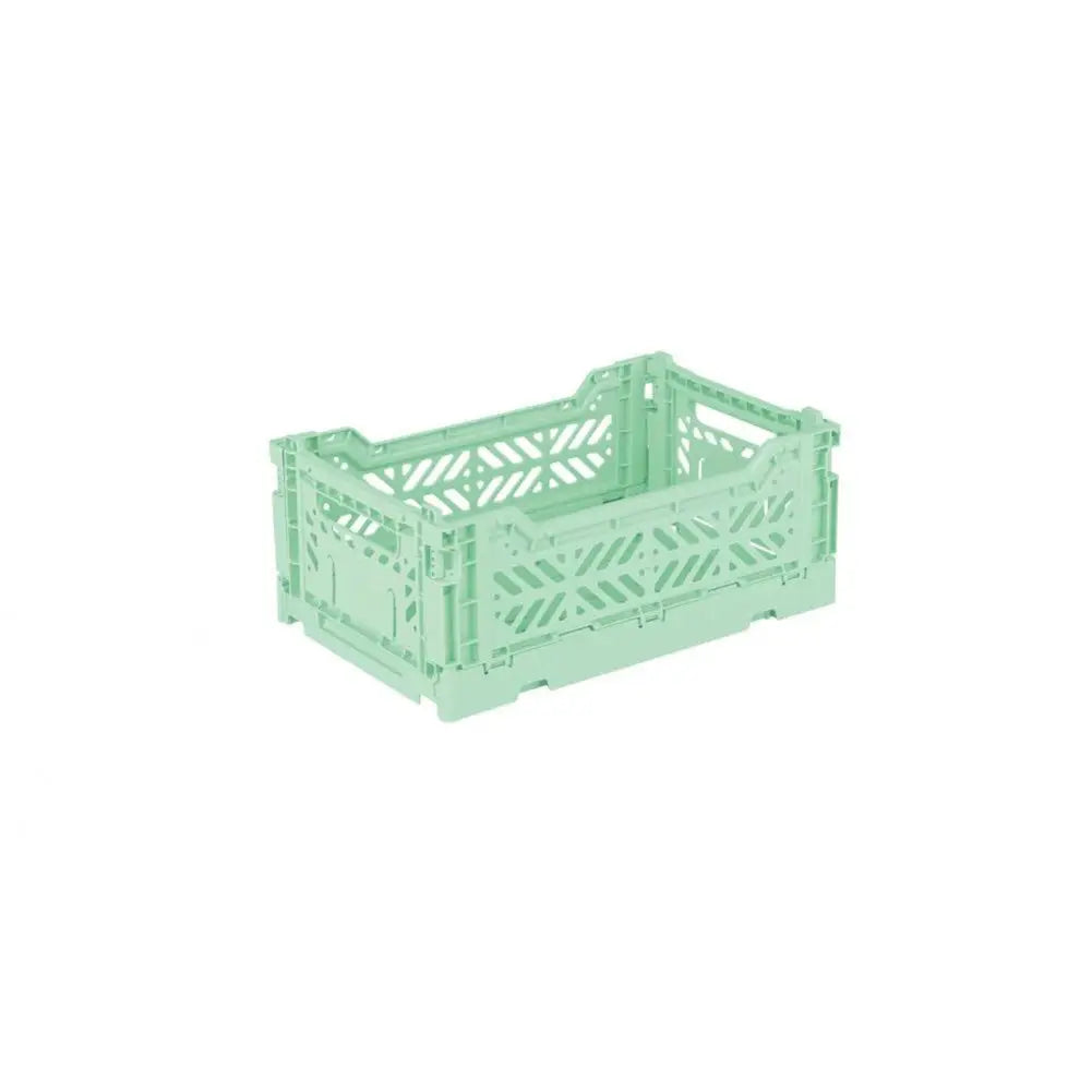 Foldable Storage Bins, Plastic Crate for Storage, Collapsible Crate, Utility Stackable Box Small Warm Mint - Luna Crates