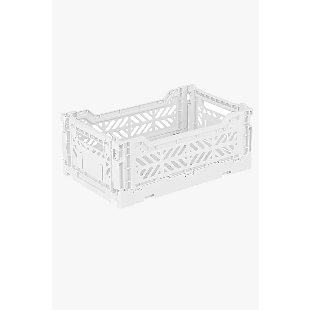 Foldable Storage Bins, Plastic Crate for Storage, Collapsible Crate, Utility Stackable Box Small White - Luna Crates