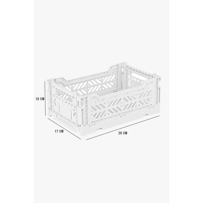 Foldable Storage Bins, Plastic Crate for Storage, Collapsible Crate, Utility Stackable Box Small White - Luna Crates