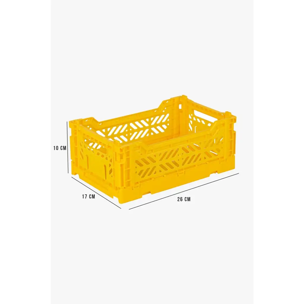 Foldable Storage Bins, Plastic Crate for Storage, Collapsible Crate, Utility Stackable Box Small Yellow - Luna Crates