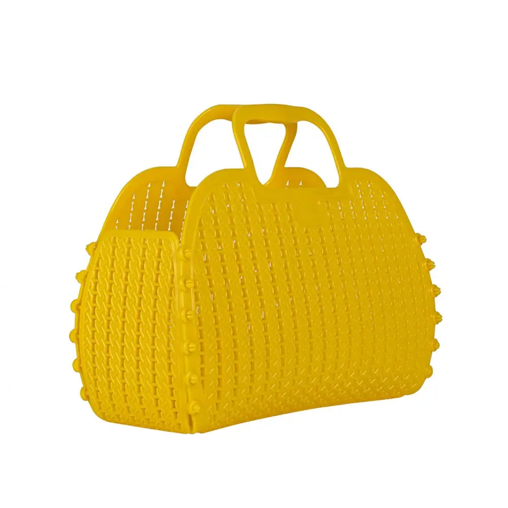 Yellow Foldable Mini Plastic Women's Tote Bag - Luna Crates