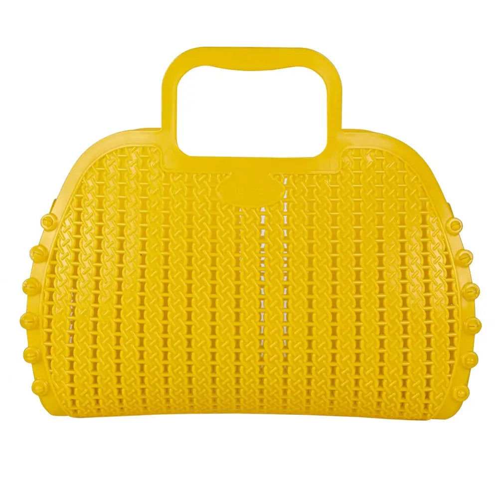 Yellow Foldable Mini Plastic Women's Tote Bag - Luna Crates